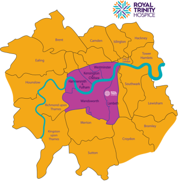 Map of Royal Trinity Hospice's London Catchment Area